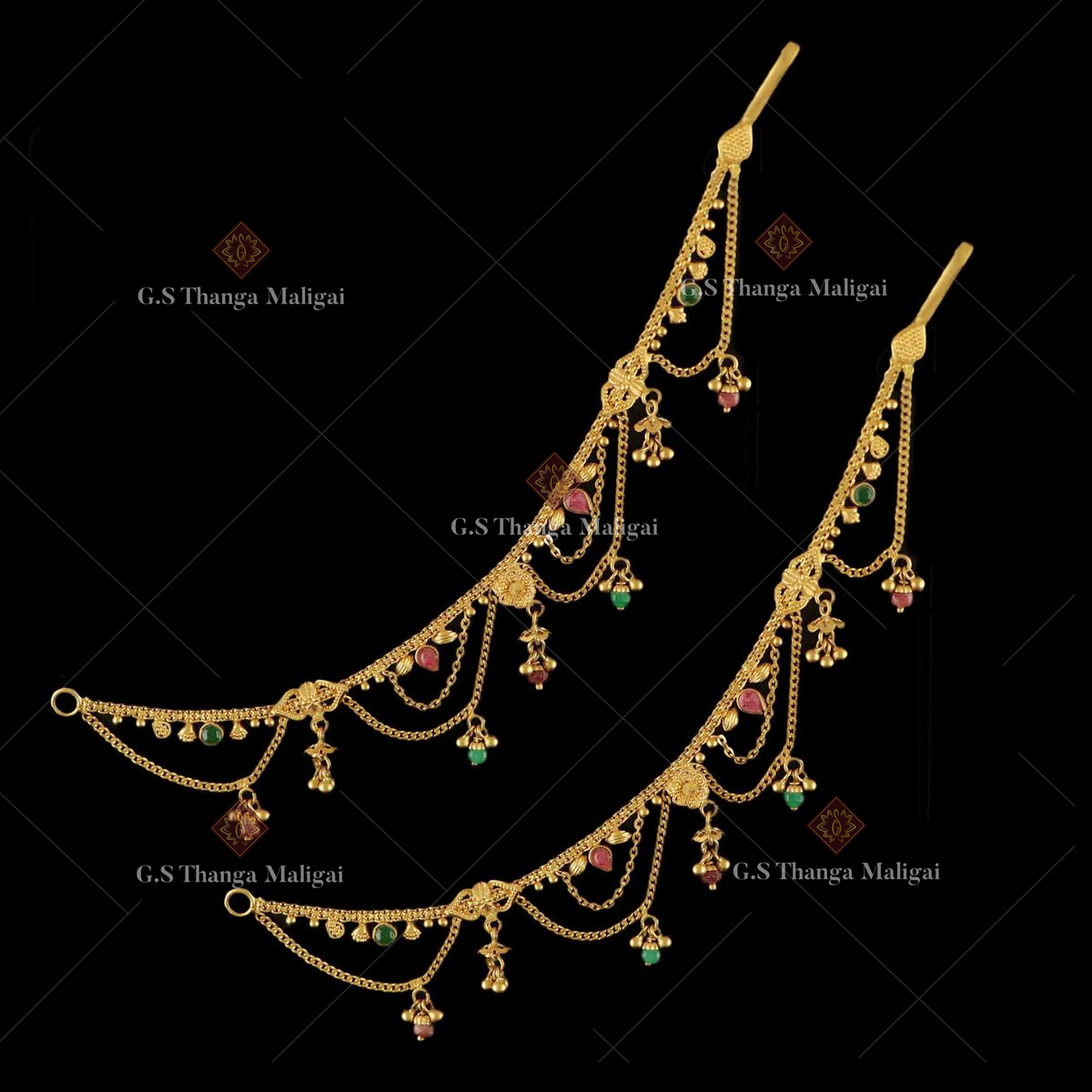 Buy Gold Design Designer Ear Chain for Earring |South Indian Ear Mattal  Matching Wedding Jewellery