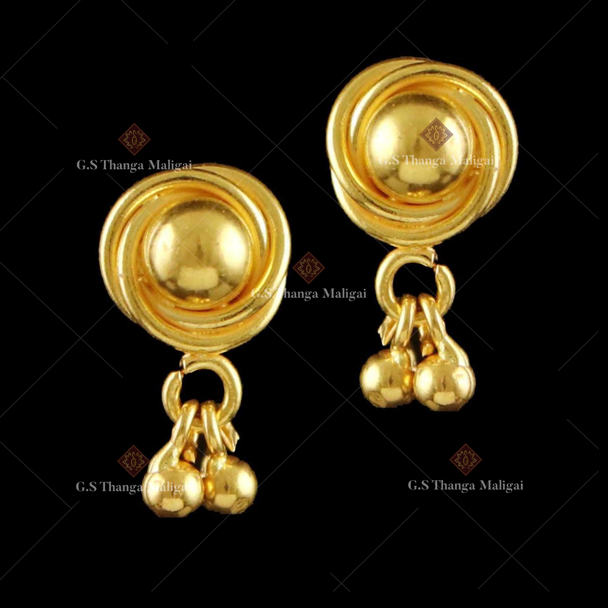 ERG150 - Double Line Hanging Drops Earrings Design for Women - Buy Original  Chidambaram Covering product at Wholesale Price. Online shopping for  guarantee South Indian Gold Plated Jewellery.