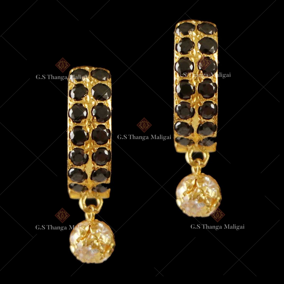 Black Beads Combination Gold Earrings Designs - YouTube