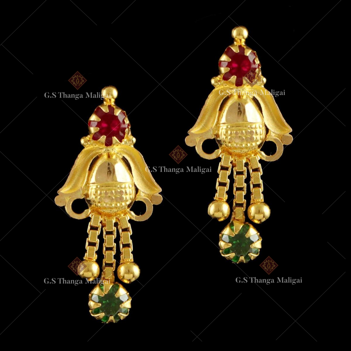 Buy Kollam Supreme Kerala Traditional Palakka Stone Barss Jhumka Earrings  For Womens (Blue) at Amazon.in