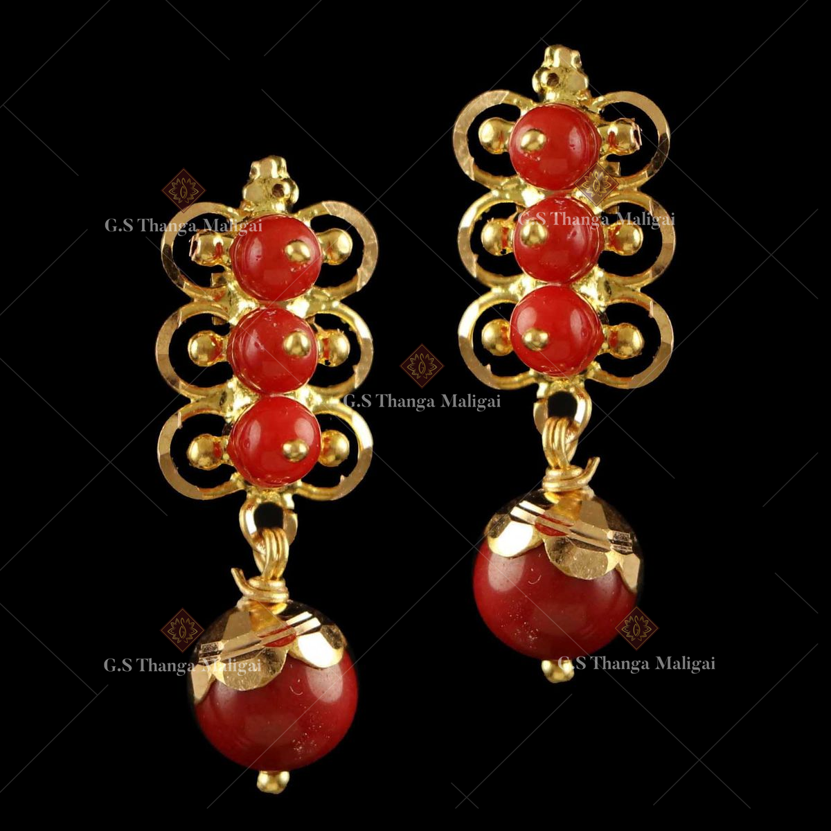 Buy CKC 22k Classic Yellow Gold Earrings with Coral Beads for Women Online  At Best Price @ Tata CLiQ