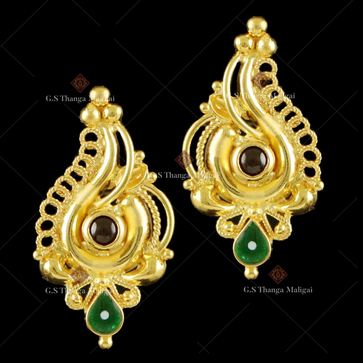 Peacock kundan jadau earrings – Aabharana