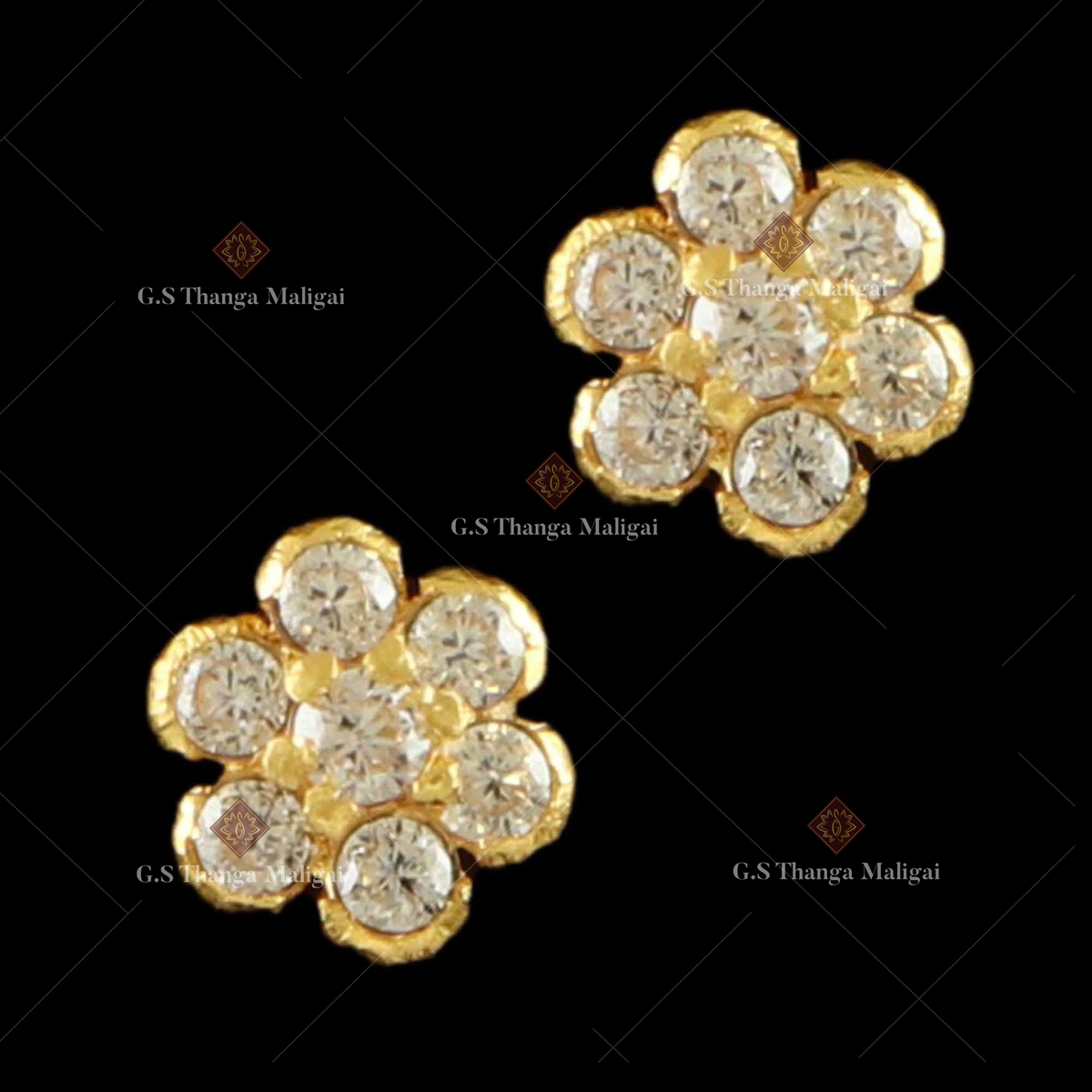 22K Gold Earrings For Women With Cz - 235-GER12899 in 3.350 Grams