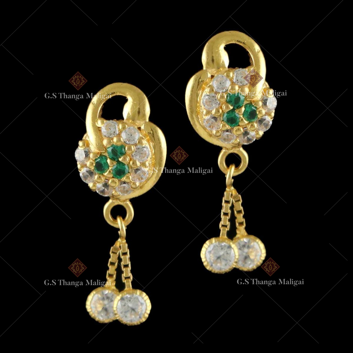 Buy One Gram Gold Flower Designs Long Stud Earring with Price Online