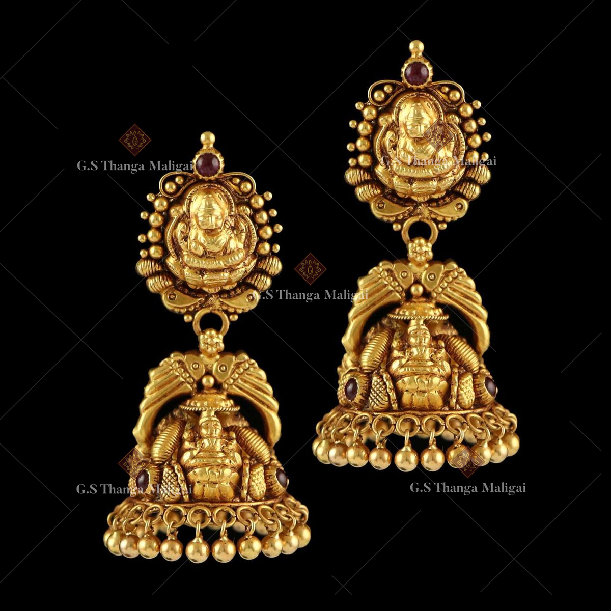 Exceptional Bridal Temple Double Layer Jhumka Earrings Antique Jewellery  Online J22584