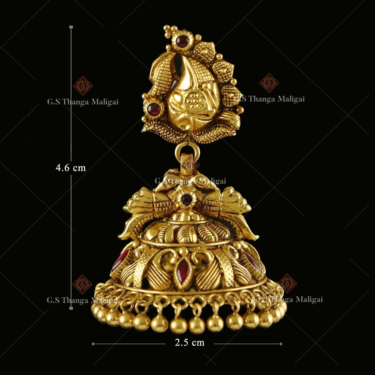 Buy Elegant Antique Kemp Jhumkas/Jimikki Earring Online|Kollam Supreme