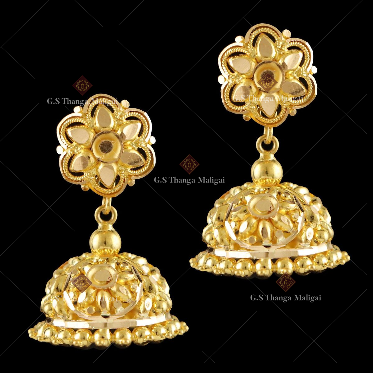 22k Plain Gold Earring JG-1907-3866 – Jewelegance