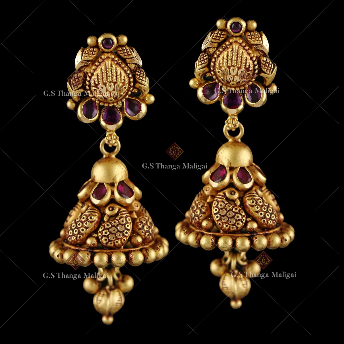 Filigree pearl cob ruby antique stud Purchase @  Shop.Swarna.Com/product/OQ3118/ #gold #earrings #stud #earswag #ruby  #traditional… | Instagram