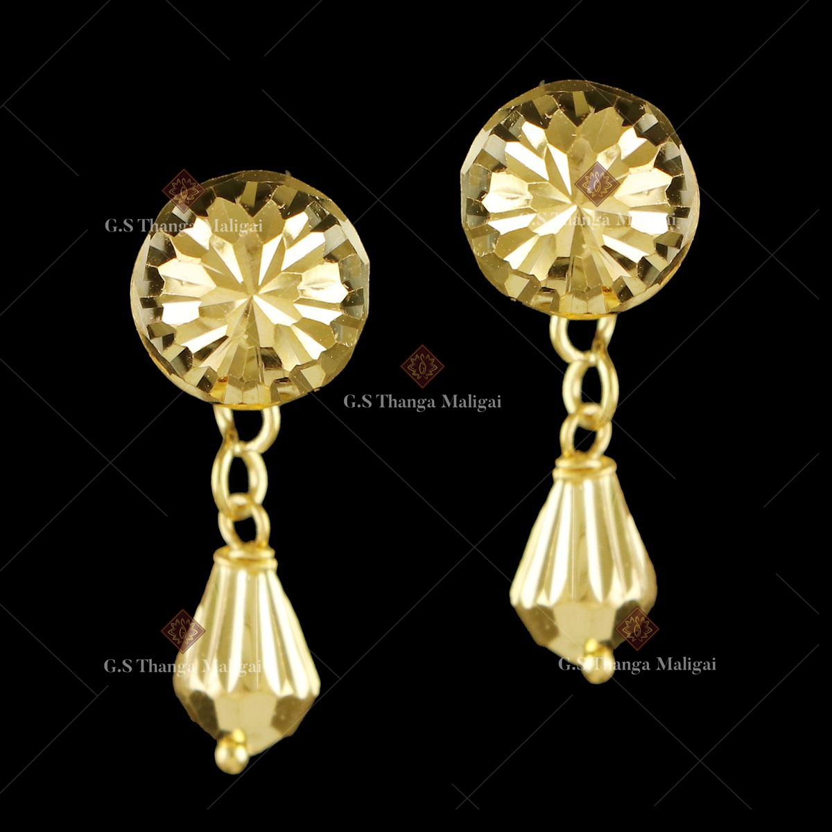 22K Gold Drop Earrings For Women - 235-GER16123 in 3.450 Grams