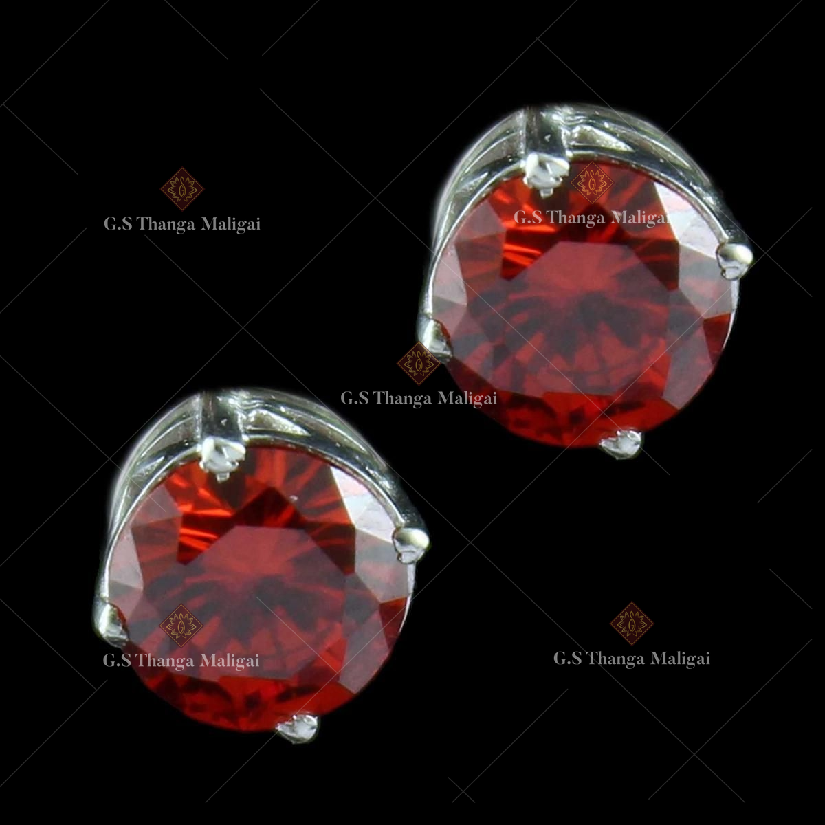 1.95 Carat Fancy Red Diamond Pave Halo Diamond Studs Earrings 18k Whit –  Liori Diamonds