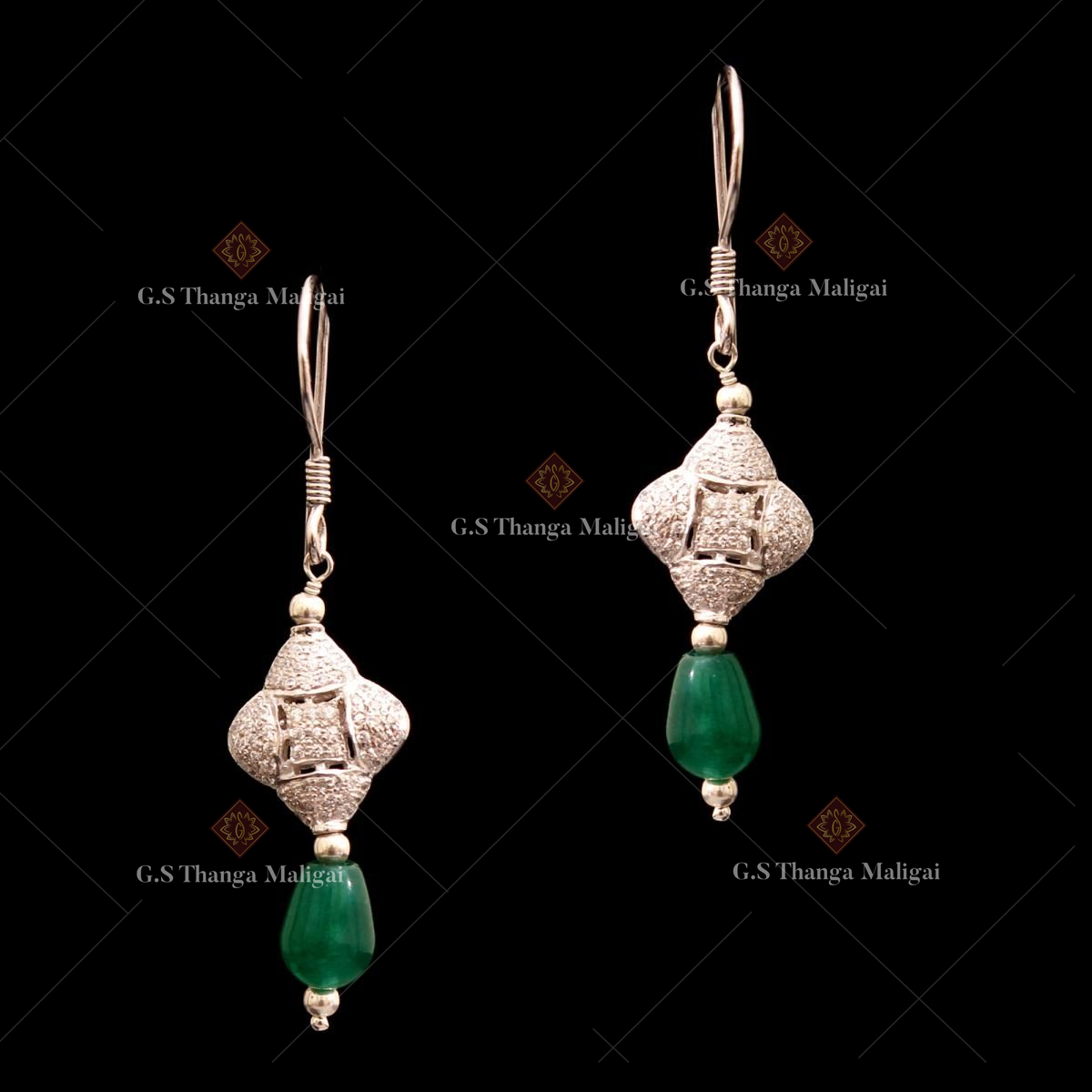 Sterling Silver Emerald Green Crystal Drop Earrings By Studio Hop |  notonthehighstreet.com